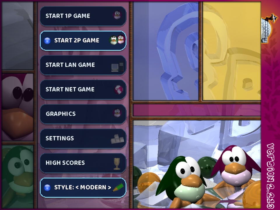 The title menu in the Modern style